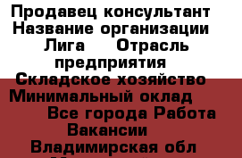 Продавец-консультант › Название организации ­ Лига-1 › Отрасль предприятия ­ Складское хозяйство › Минимальный оклад ­ 25 000 - Все города Работа » Вакансии   . Владимирская обл.,Муромский р-н